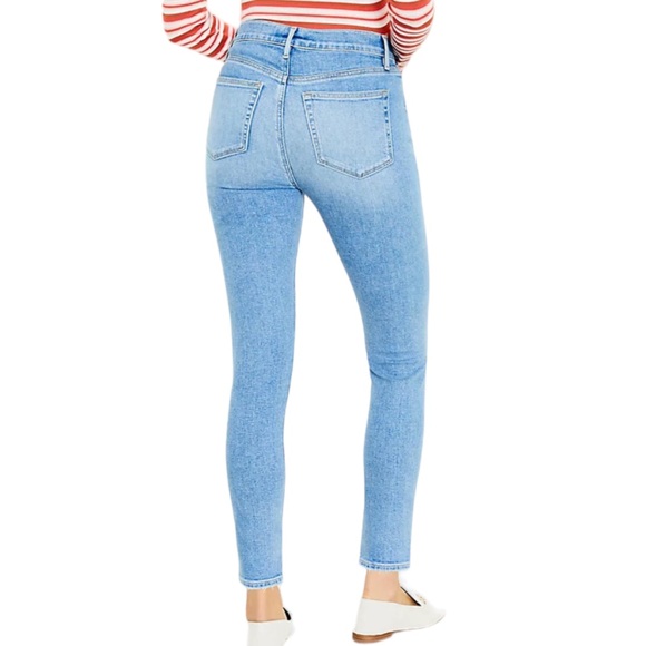 Loft Blue Jeans Women's 8 / 29 Petite Destructed High Rise Skinny Stretch Ankle - Picture 2 of 16